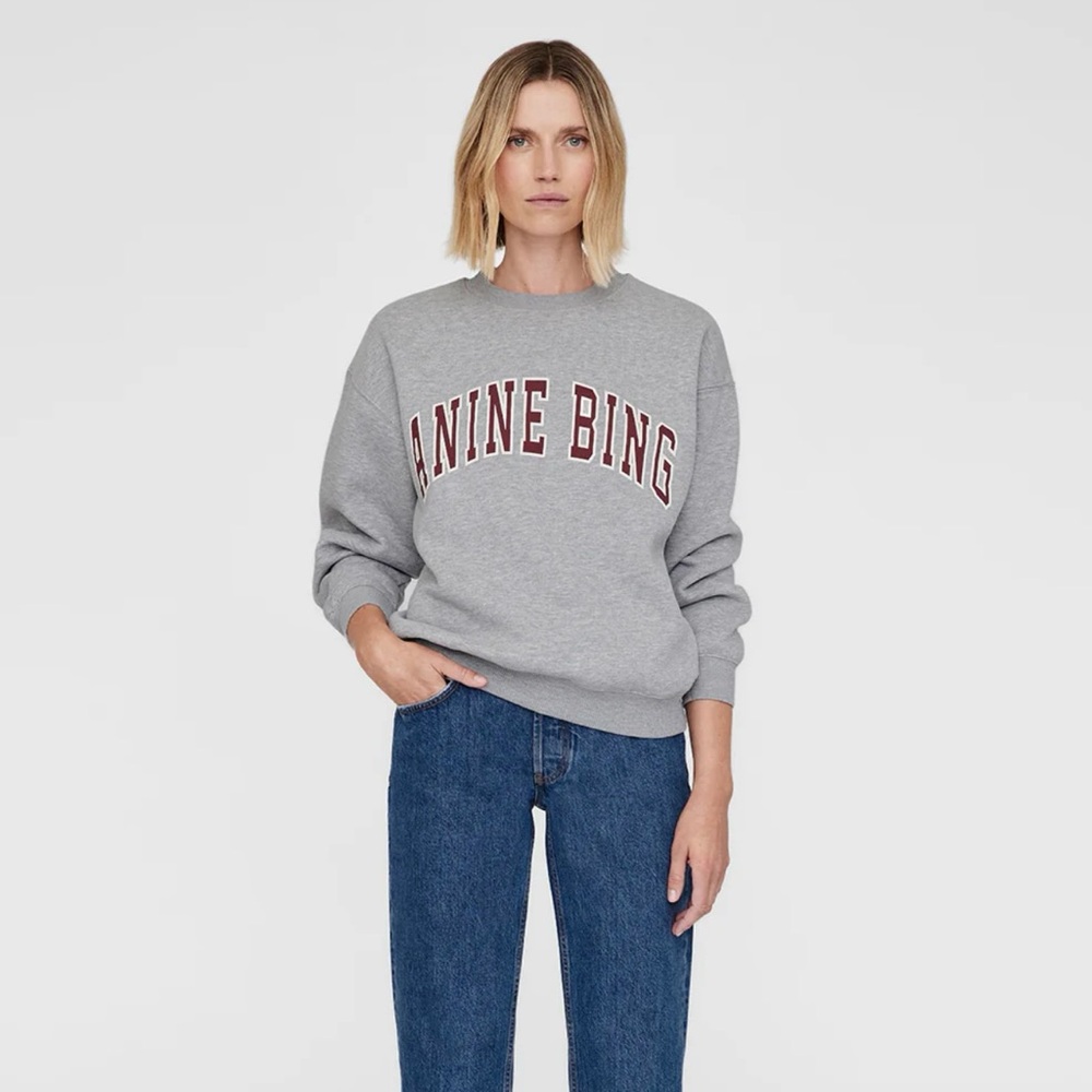 NWT Anine Bing Spencer Sweatshirt size M heather grey